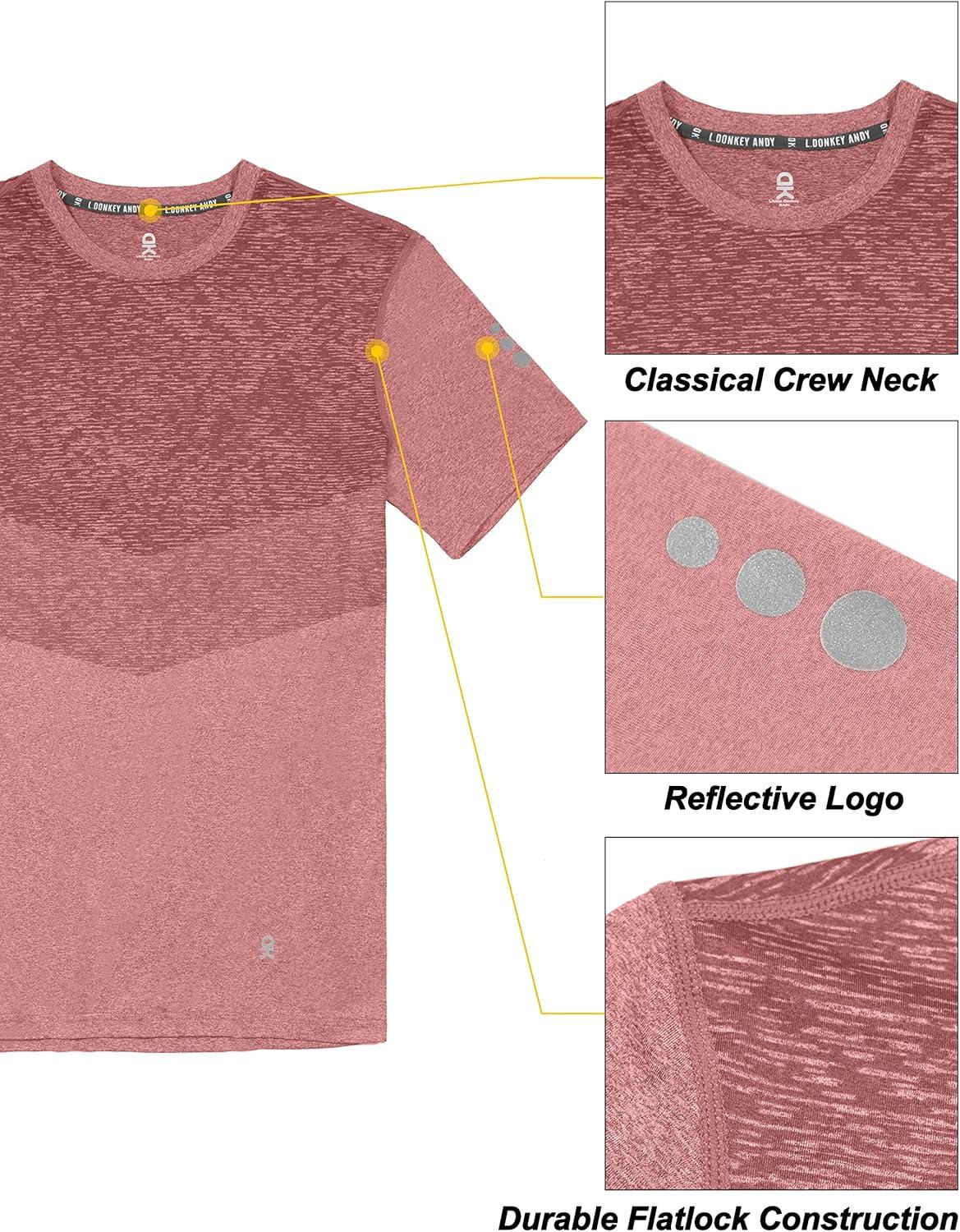 imageLittle Donkey Andy Mens Quick Dry Sweat Wicking Stretch Short Sleeve TShirt UV Protection Workout Running Hiking TeeBrick Dust Heather
