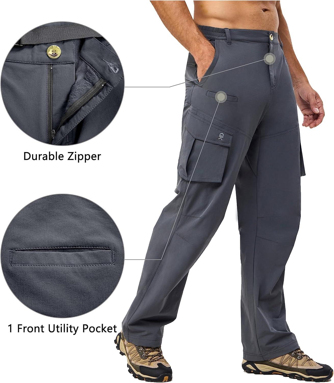 imageLittle Donkey Andy Mens Quick Dry UPF 50 Cargo Pants Stretch Lightweight Outdoor Hiking PantsSteel Gray
