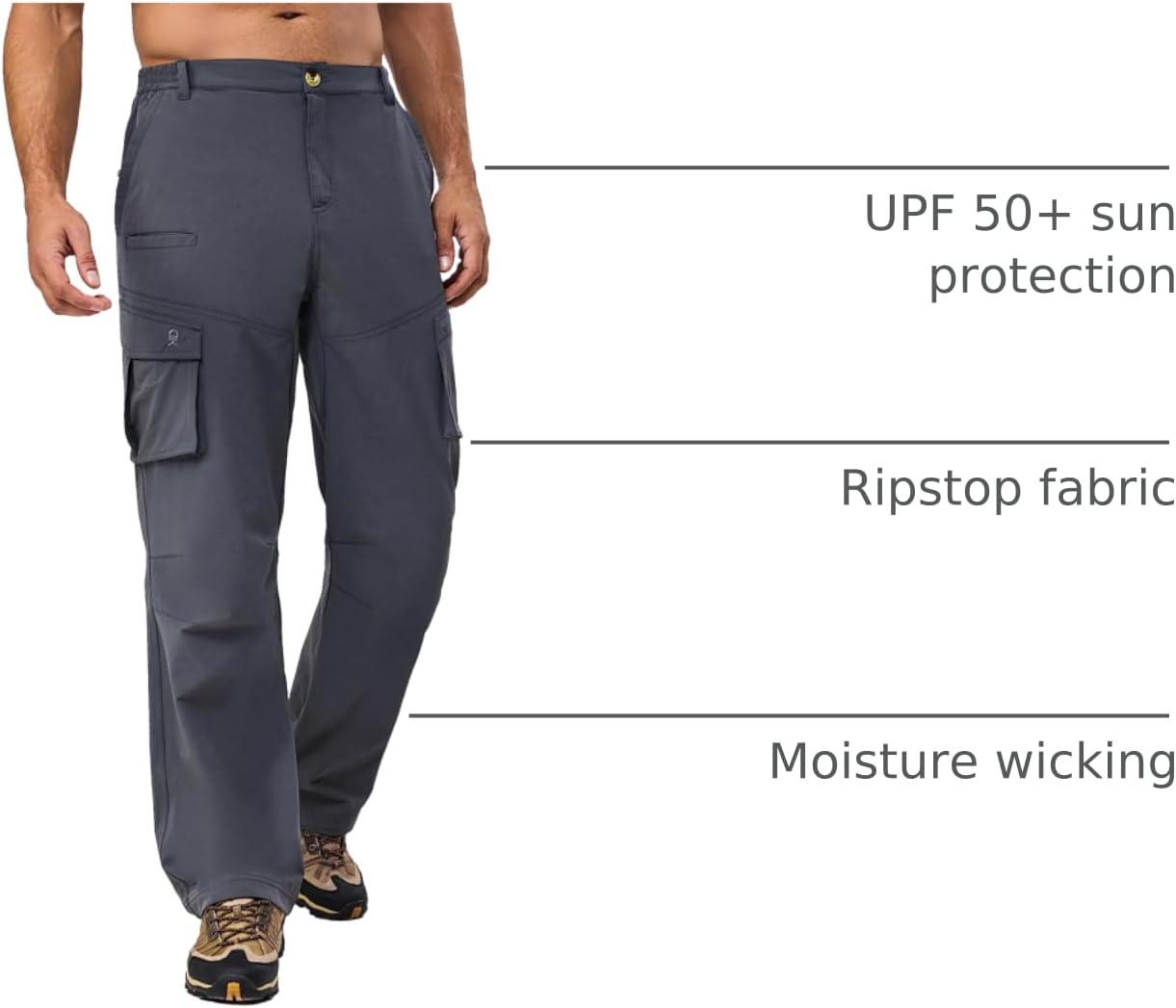 imageLittle Donkey Andy Mens Quick Dry UPF 50 Cargo Pants Stretch Lightweight Outdoor Hiking PantsSteel Gray