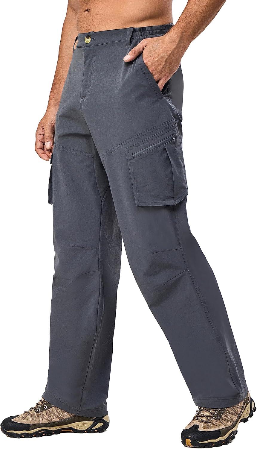 imageLittle Donkey Andy Mens Quick Dry UPF 50 Cargo Pants Stretch Lightweight Outdoor Hiking PantsSteel Gray