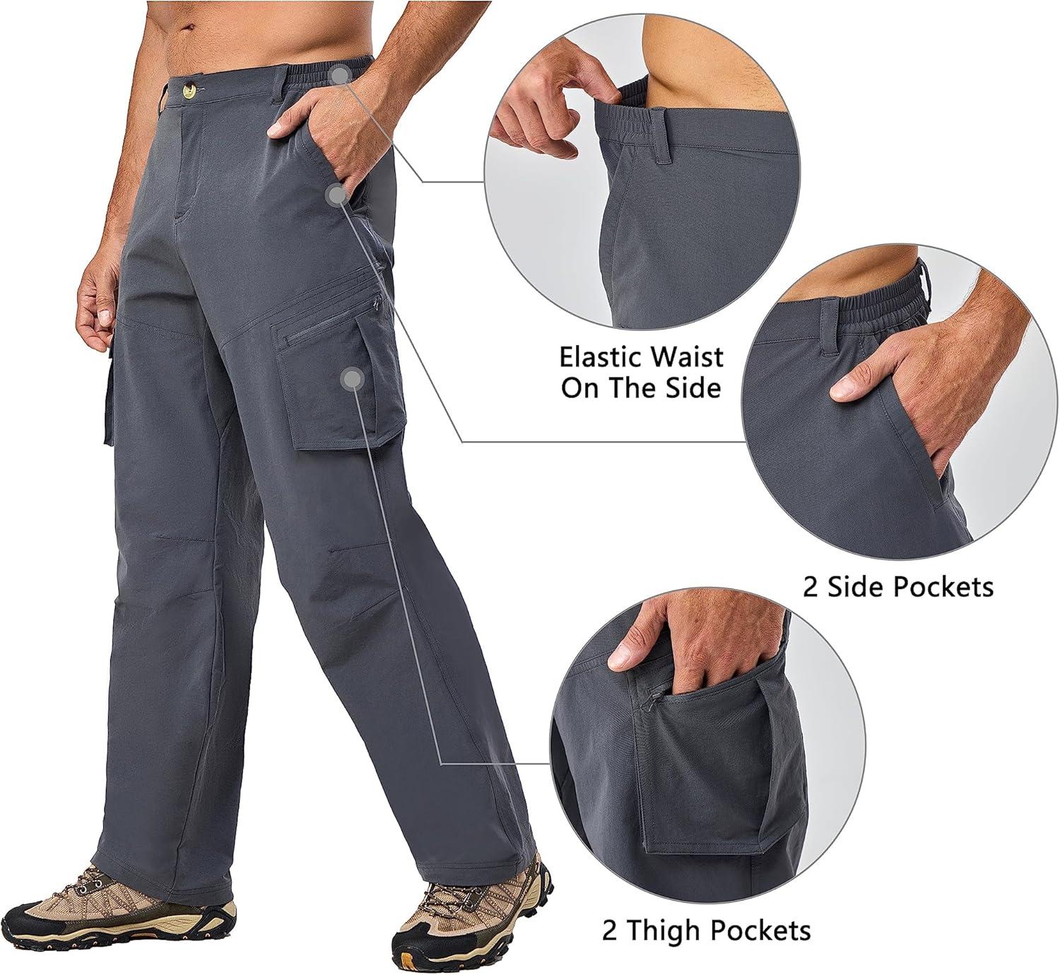 imageLittle Donkey Andy Mens Quick Dry UPF 50 Cargo Pants Stretch Lightweight Outdoor Hiking PantsSteel Gray