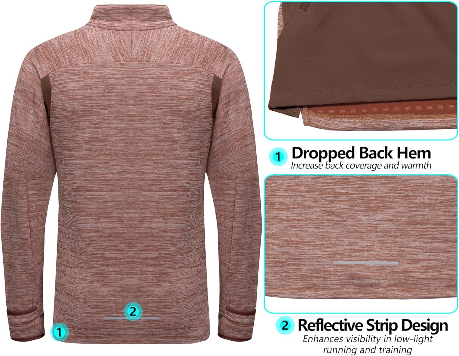 imageLittle Donkey Andy Mens Quick Dry Warm Lightweight Running Jacket Full Zip Thermal Hybrid Thumbholes Golf Track JacketDark BrownRed