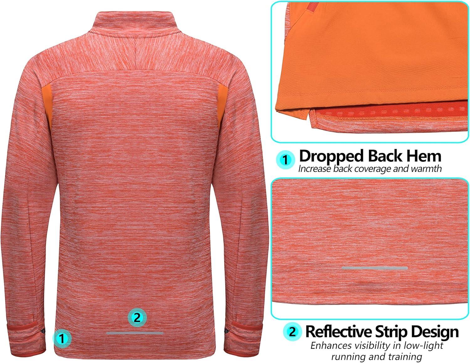 imageLittle Donkey Andy Mens Quick Dry Warm Lightweight Running Jacket Full Zip Thermal Hybrid Thumbholes Golf Track JacketOrange Heather