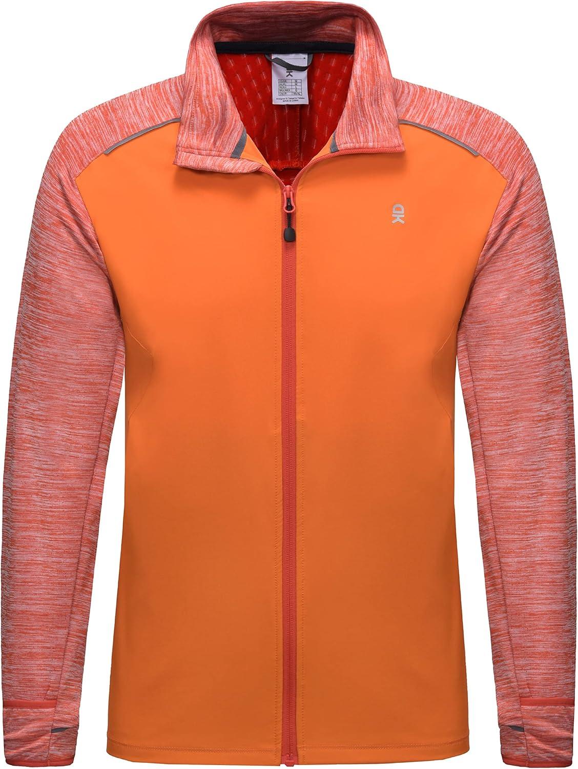 imageLittle Donkey Andy Mens Quick Dry Warm Lightweight Running Jacket Full Zip Thermal Hybrid Thumbholes Golf Track JacketOrange Heather