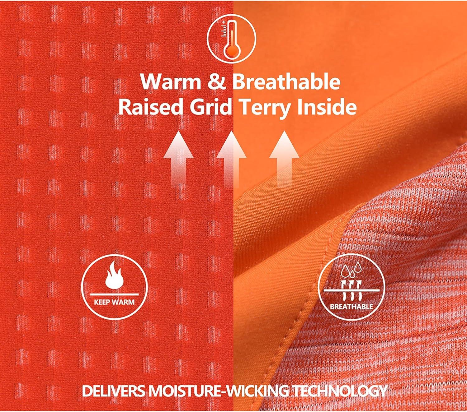 imageLittle Donkey Andy Mens Quick Dry Warm Lightweight Running Jacket Full Zip Thermal Hybrid Thumbholes Golf Track JacketOrange Heather