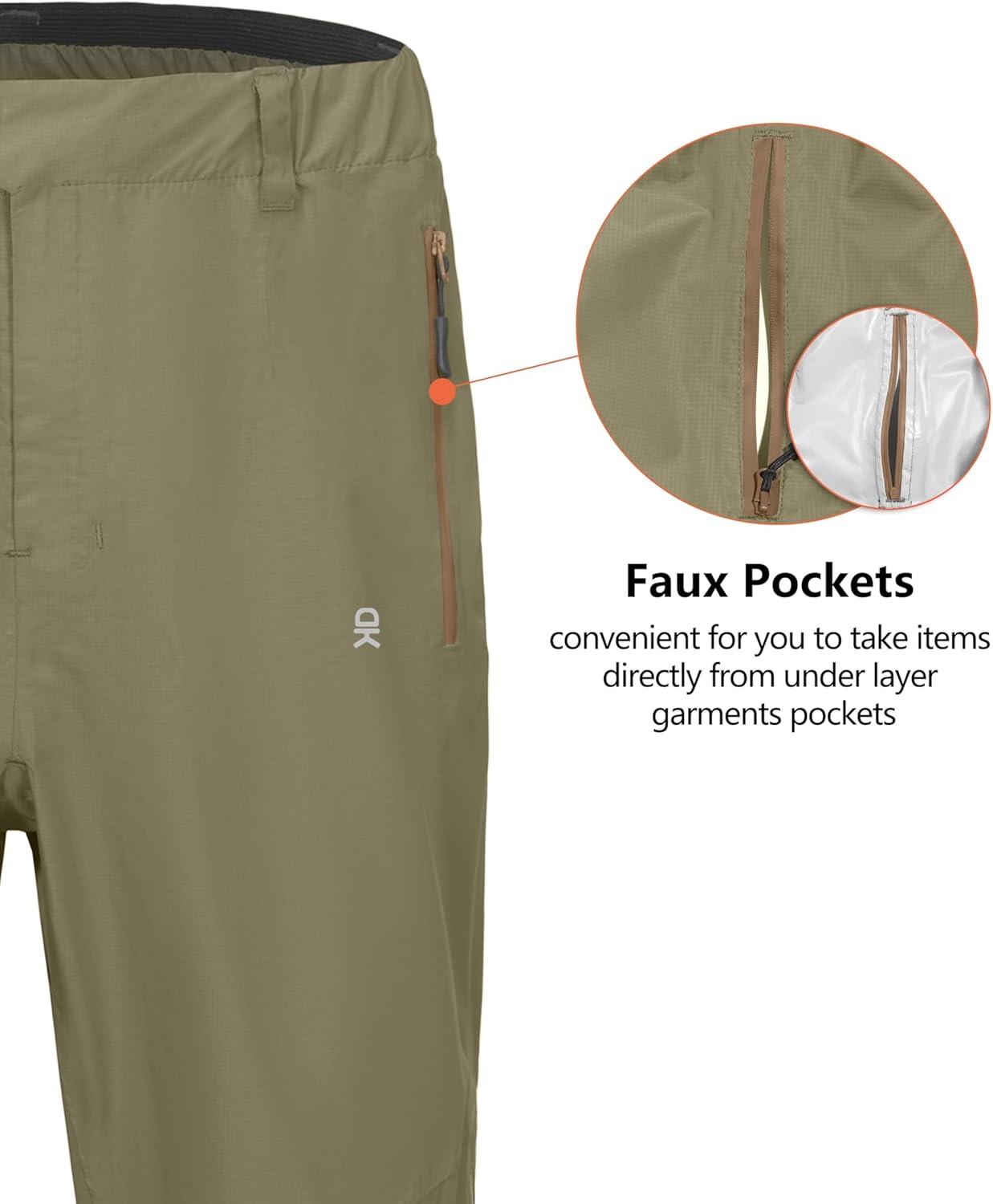 imageLittle Donkey Andy Mens Rain Pants Waterproof Lightweight Overpants Windproof Outdoor Pants for Hiking Golf FishingA1 Agave Green