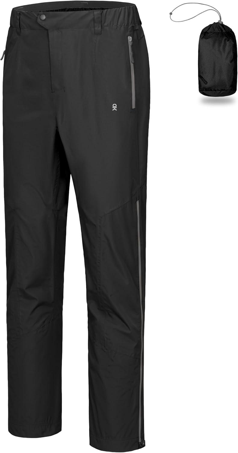 imageLittle Donkey Andy Mens Rain Pants Waterproof Lightweight Overpants Windproof Outdoor Pants for Hiking Golf FishingA1 Black
