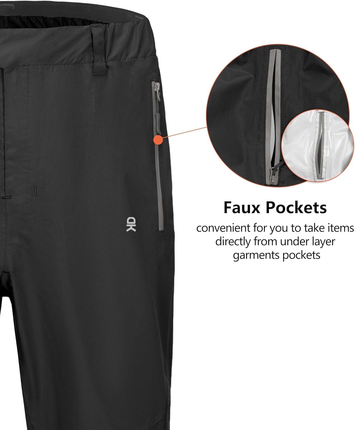 imageLittle Donkey Andy Mens Rain Pants Waterproof Lightweight Overpants Windproof Outdoor Pants for Hiking Golf FishingA1 Black