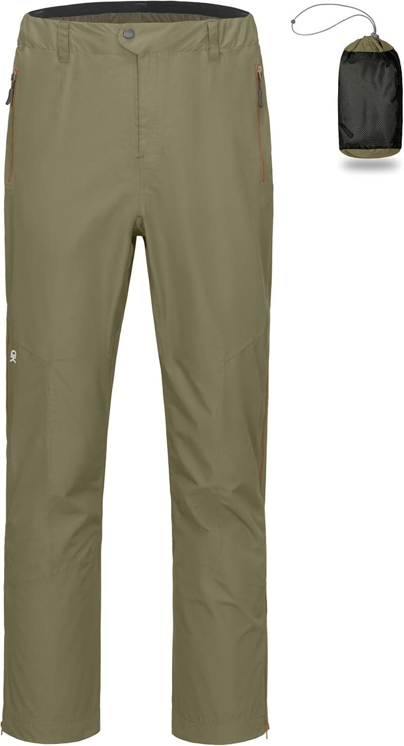 imageLittle Donkey Andy Mens Rain Pants Waterproof Lightweight Overpants Windproof Outdoor Pants for Hiking Golf FishingAgave Green