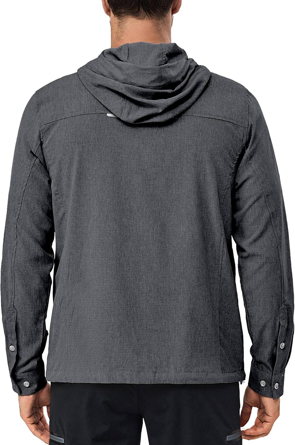 imageLittle Donkey Andy Mens UPF 50 Sun Protection Jacket Full Zip Lightweight Hoodie Summer Shirts for Hiking Fishing OutdoorGrey