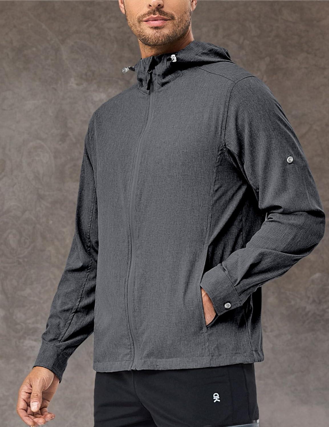 imageLittle Donkey Andy Mens UPF 50 Sun Protection Jacket Full Zip Lightweight Hoodie Summer Shirts for Hiking Fishing OutdoorGrey