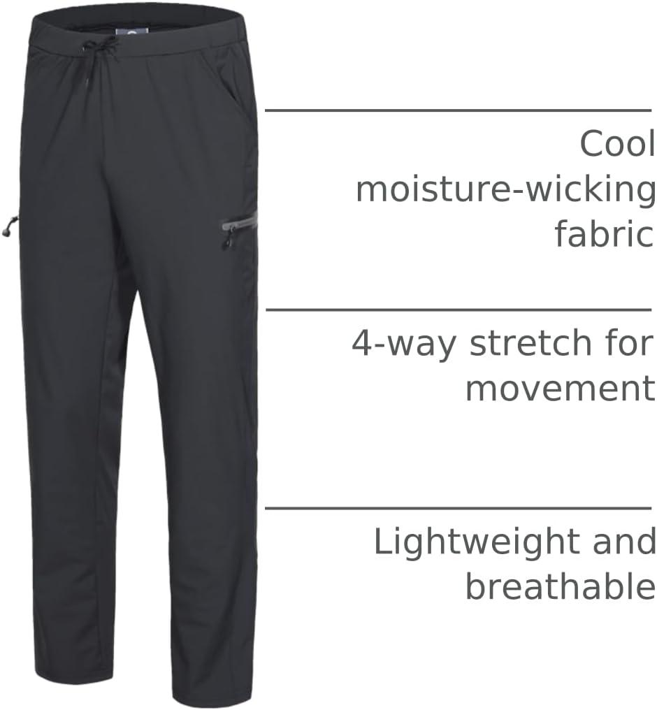 imageLittle Donkey Andy Mens UltraStretch Lightweight Quick Dry Athletic Pants Drawstring Travel Exercise Running JoggingA1 Black