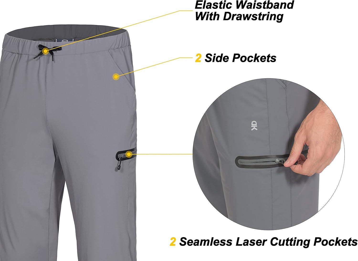 imageLittle Donkey Andy Mens UltraStretch Lightweight Quick Dry Athletic Pants Drawstring Travel Exercise Running JoggingA2 Gray