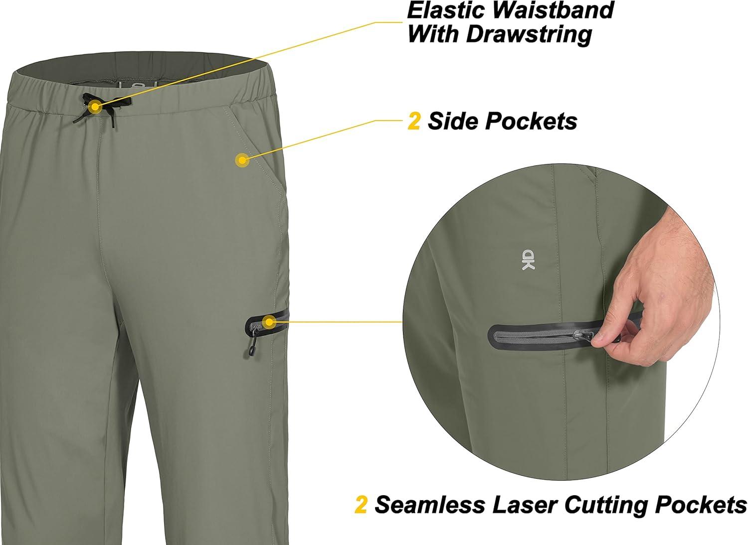 imageLittle Donkey Andy Mens UltraStretch Lightweight Quick Dry Athletic Pants Drawstring Travel Exercise Running JoggingA3 Sage
