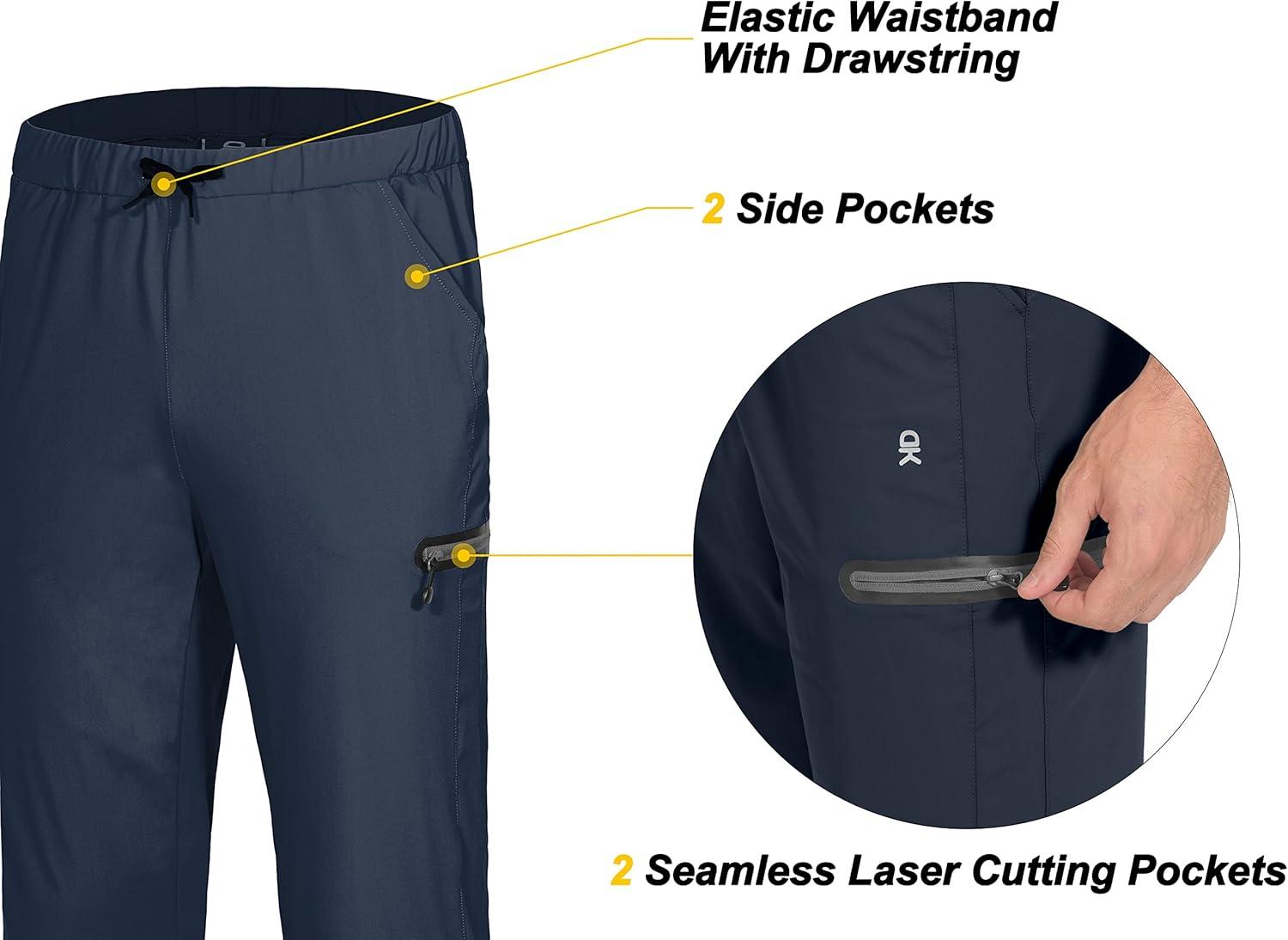 imageLittle Donkey Andy Mens UltraStretch Lightweight Quick Dry Athletic Pants Drawstring Travel Exercise Running JoggingA7 Navy Blue