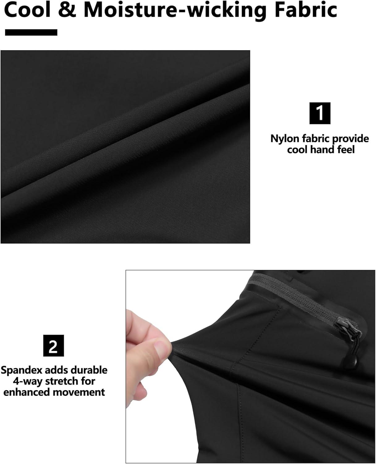imageLittle Donkey Andy Mens UltraStretch Quick Dry Lightweight Bermuda Shorts Drawstring Zipper Pocket Hiking Travel GolfBlack