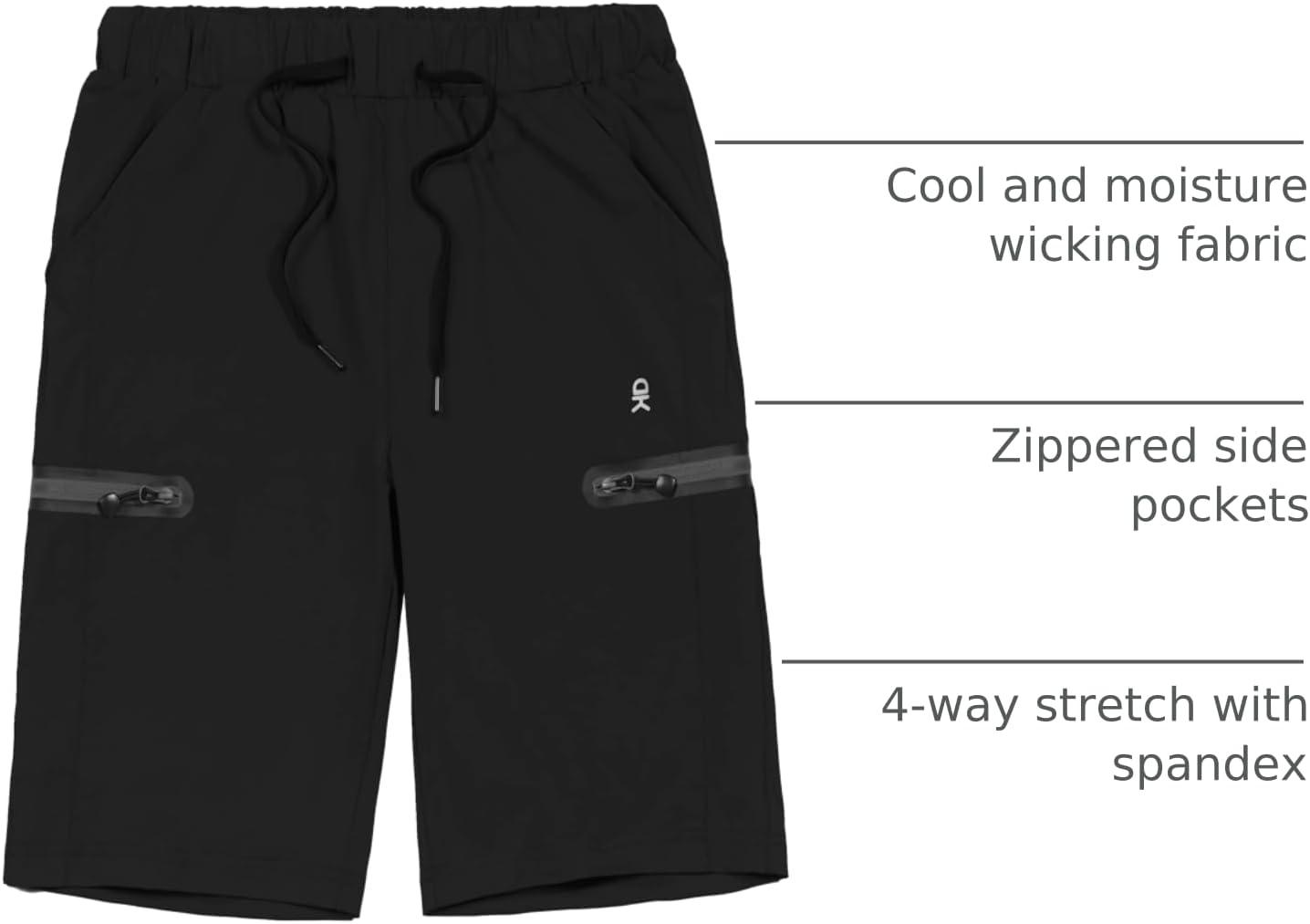 imageLittle Donkey Andy Mens UltraStretch Quick Dry Lightweight Bermuda Shorts Drawstring Zipper Pocket Hiking Travel GolfBlack