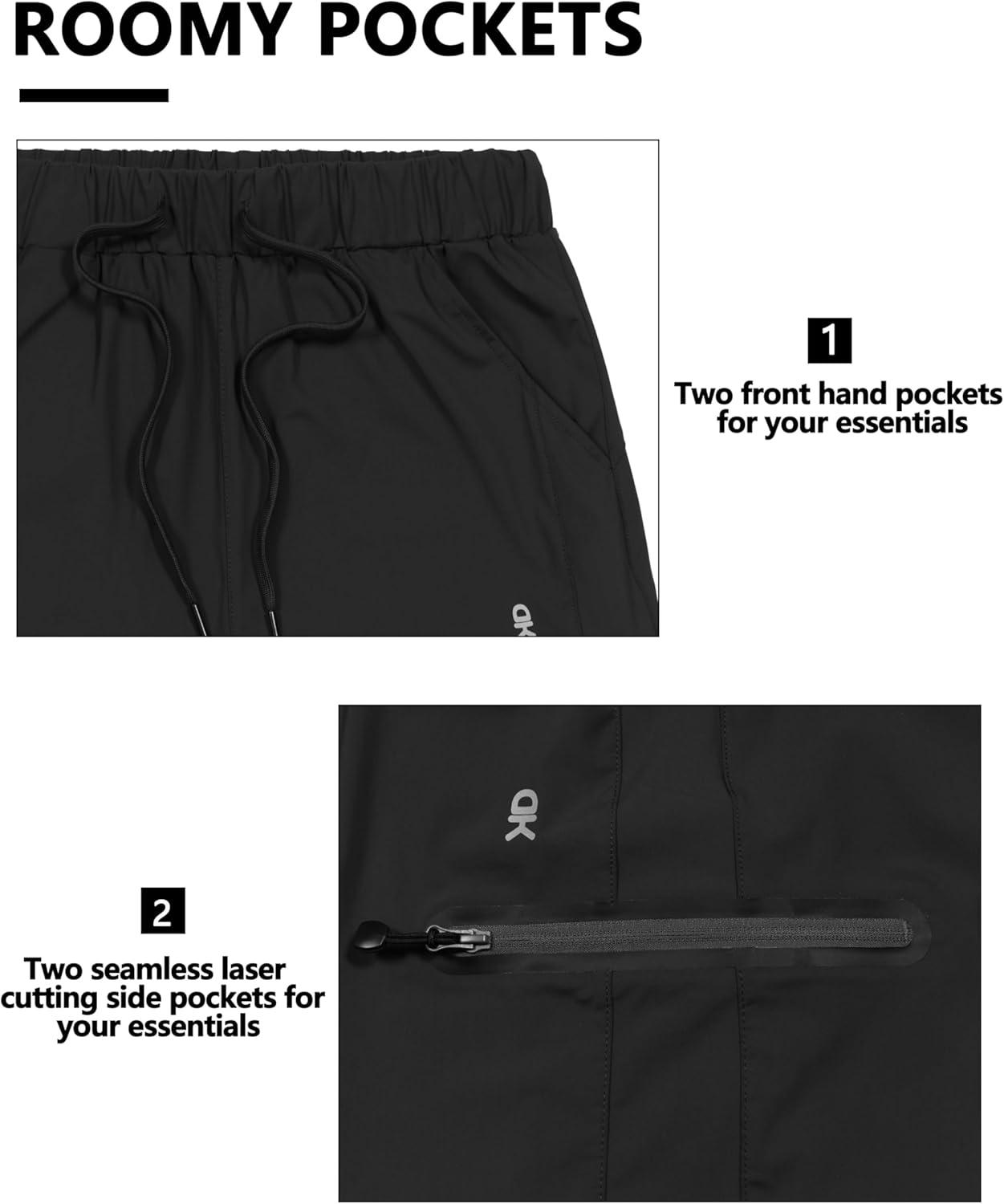 imageLittle Donkey Andy Mens UltraStretch Quick Dry Lightweight Bermuda Shorts Drawstring Zipper Pocket Hiking Travel GolfBlack
