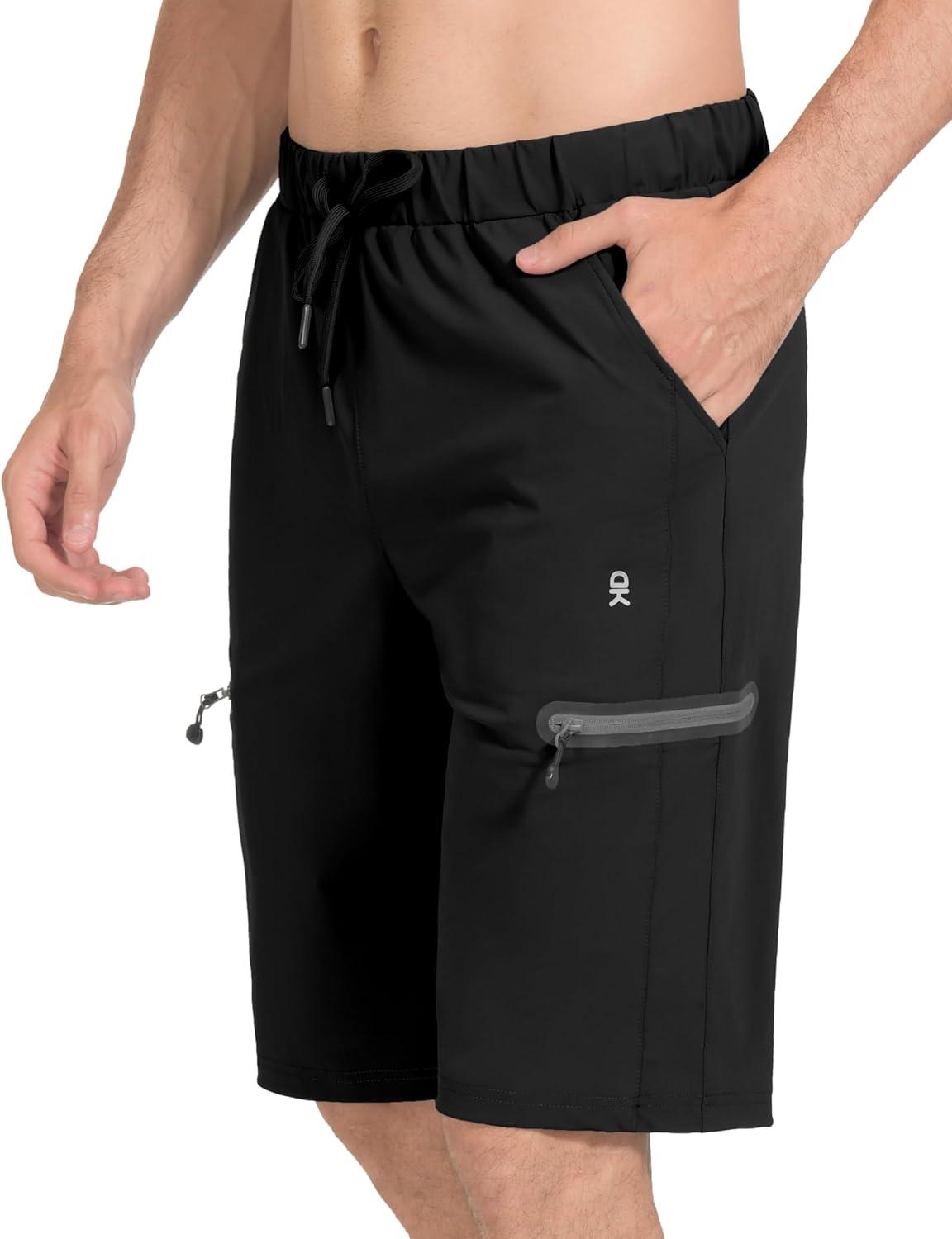 imageLittle Donkey Andy Mens UltraStretch Quick Dry Lightweight Bermuda Shorts Drawstring Zipper Pocket Hiking Travel GolfBlack
