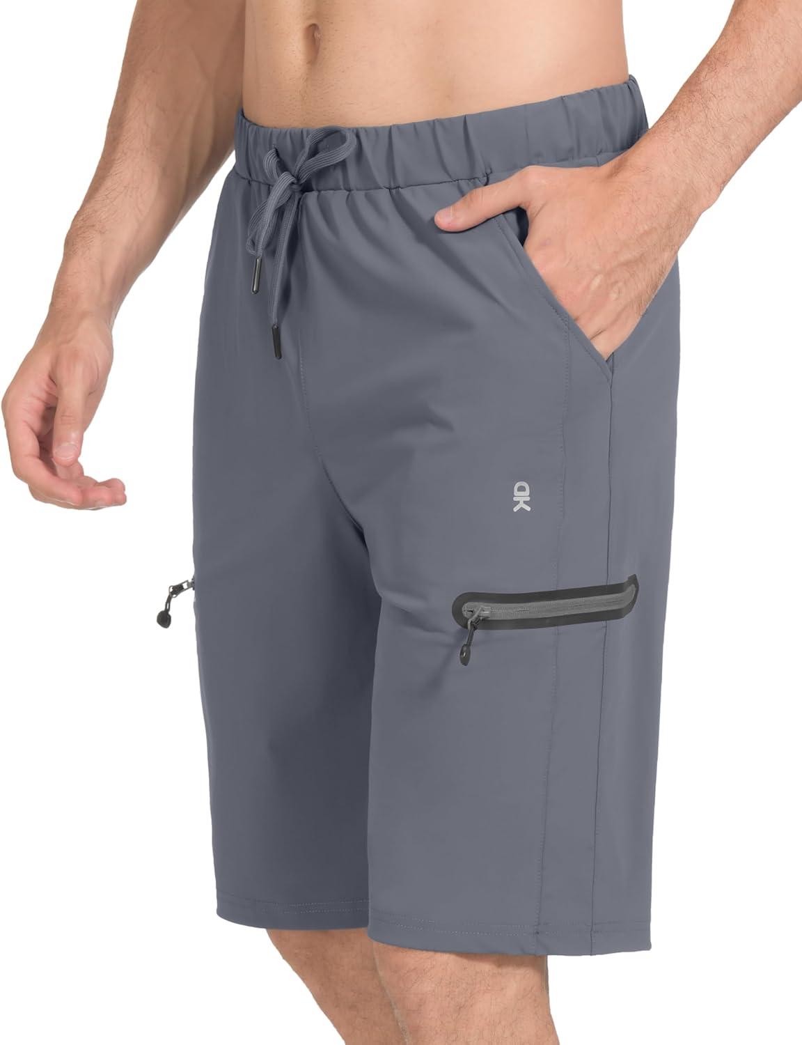 imageLittle Donkey Andy Mens UltraStretch Quick Dry Lightweight Bermuda Shorts Drawstring Zipper Pocket Hiking Travel GolfGray