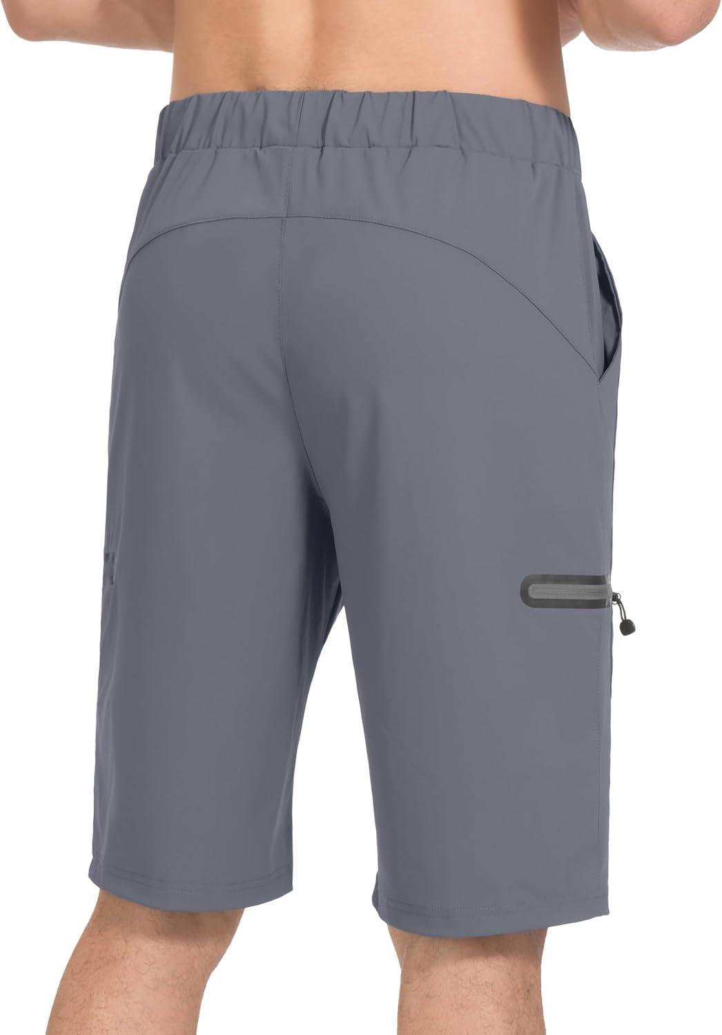 imageLittle Donkey Andy Mens UltraStretch Quick Dry Lightweight Bermuda Shorts Drawstring Zipper Pocket Hiking Travel GolfGray