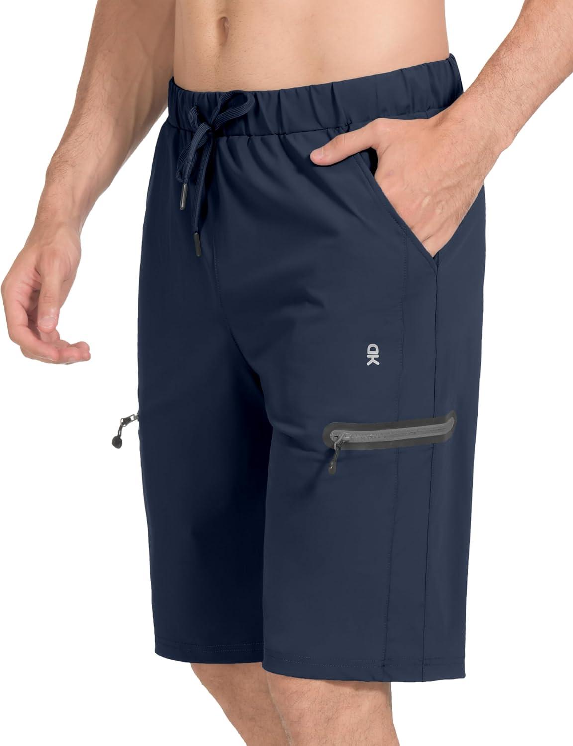 imageLittle Donkey Andy Mens UltraStretch Quick Dry Lightweight Bermuda Shorts Drawstring Zipper Pocket Hiking Travel GolfNavy