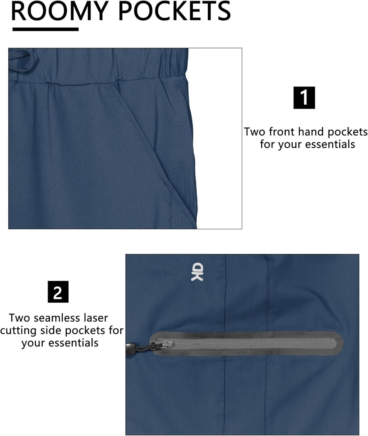 imageLittle Donkey Andy Mens UltraStretch Quick Dry Lightweight Bermuda Shorts Drawstring Zipper Pocket Hiking Travel GolfNavy