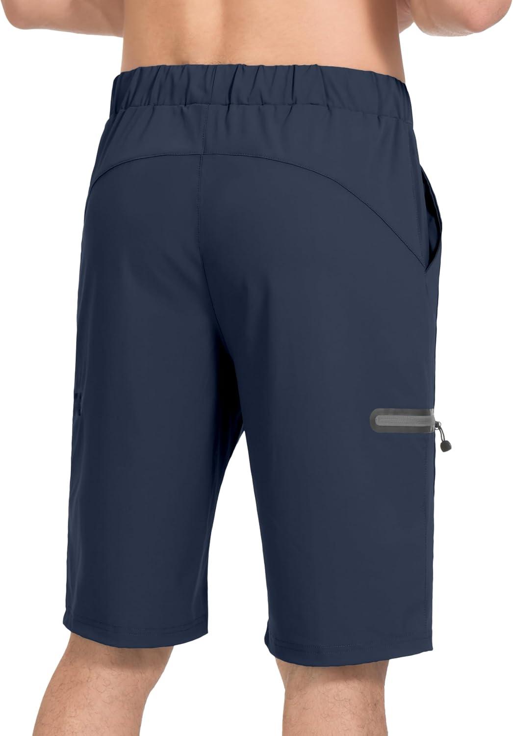 imageLittle Donkey Andy Mens UltraStretch Quick Dry Lightweight Bermuda Shorts Drawstring Zipper Pocket Hiking Travel GolfNavy