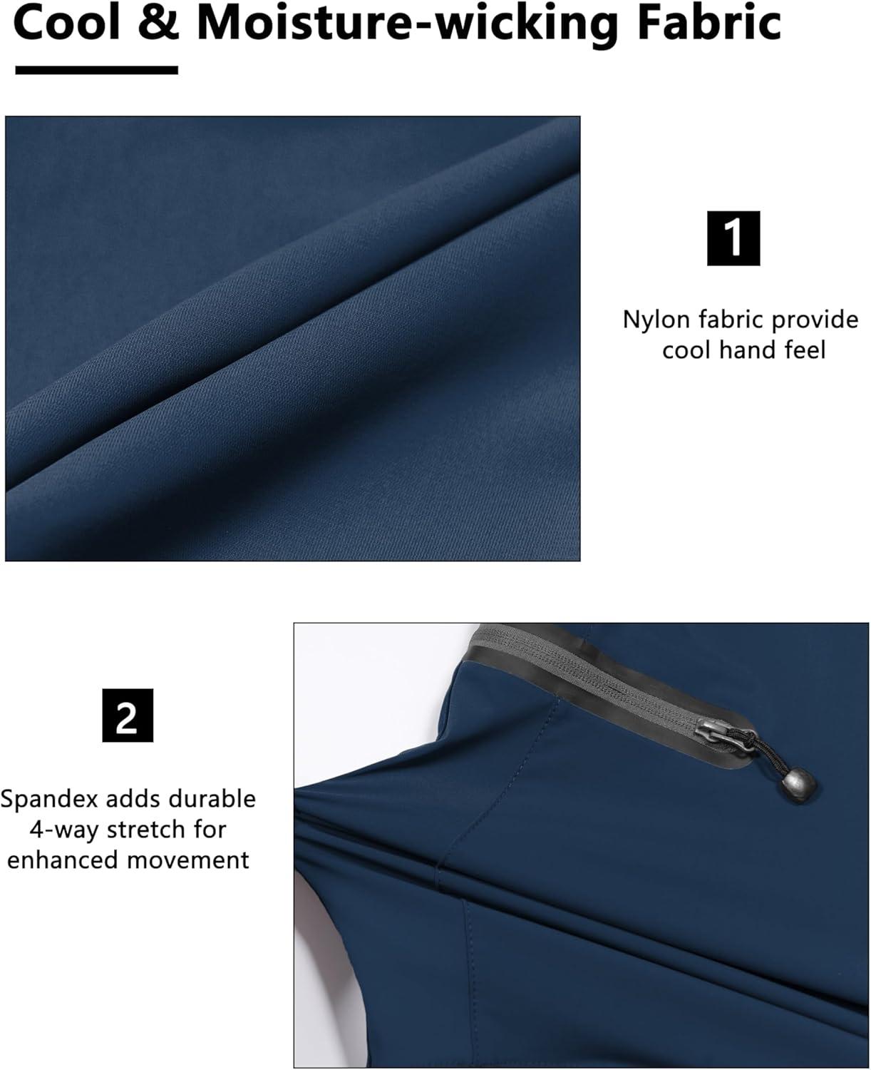 imageLittle Donkey Andy Mens UltraStretch Quick Dry Lightweight Bermuda Shorts Drawstring Zipper Pocket Hiking Travel GolfNavy