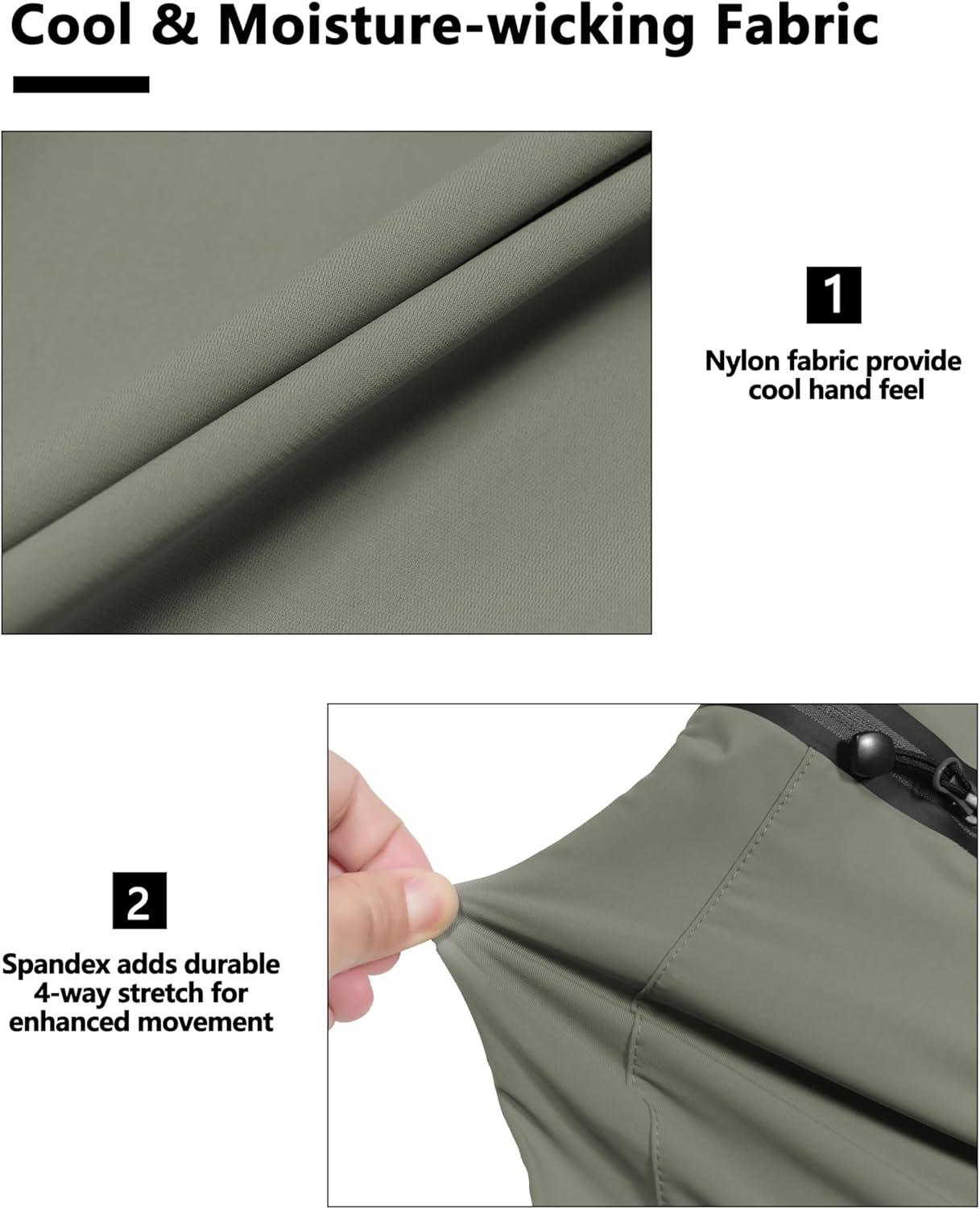 imageLittle Donkey Andy Mens UltraStretch Quick Dry Lightweight Bermuda Shorts Drawstring Zipper Pocket Hiking Travel GolfSage