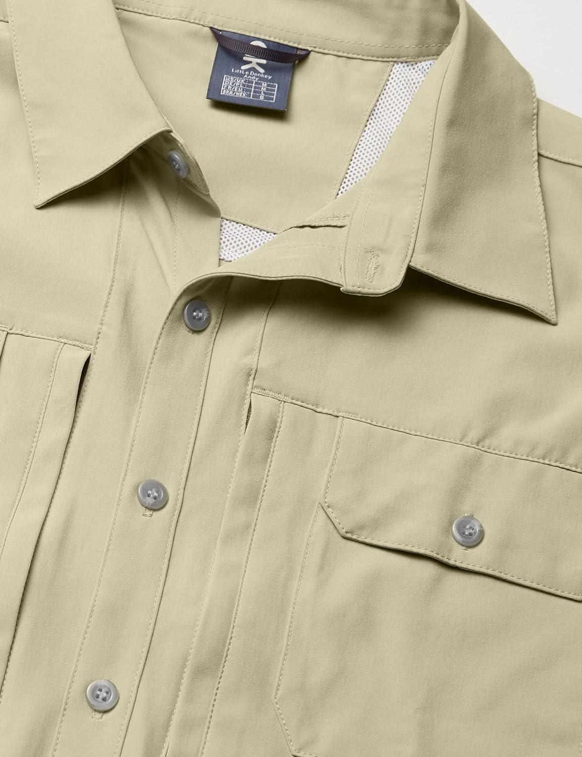 imageLittle Donkey Andy Mens Upgraded Lightweight Short Sleeve Shirt Quick Dry Shirt for Hiking Travel UPF50 Khaki M