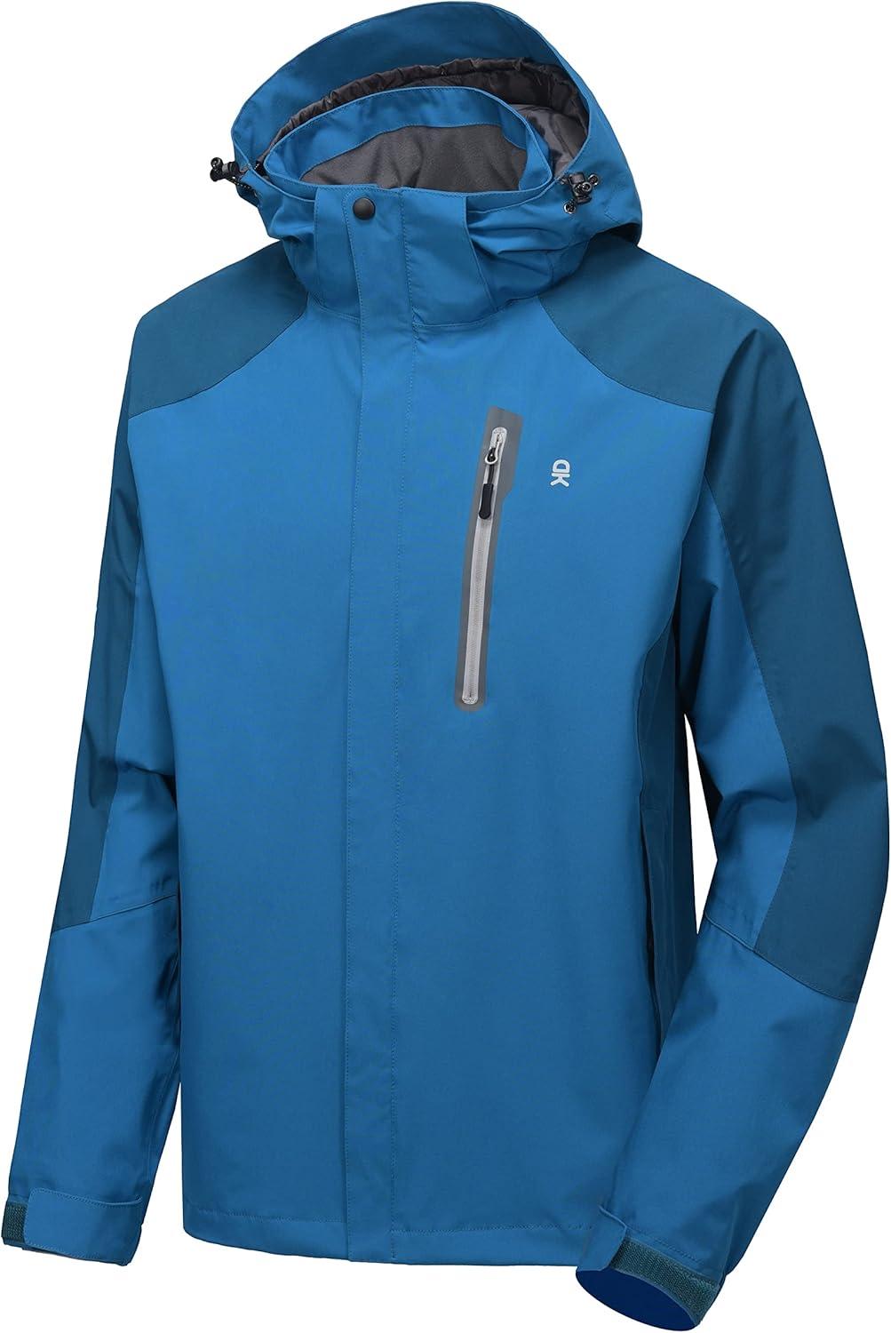 imageLittle Donkey Andy Mens Waterproof Rain Jacket Outdoor Lightweight Hooded Raincoat for Hiking Golf Travel FishingB3mosaic BlueDeep Blue