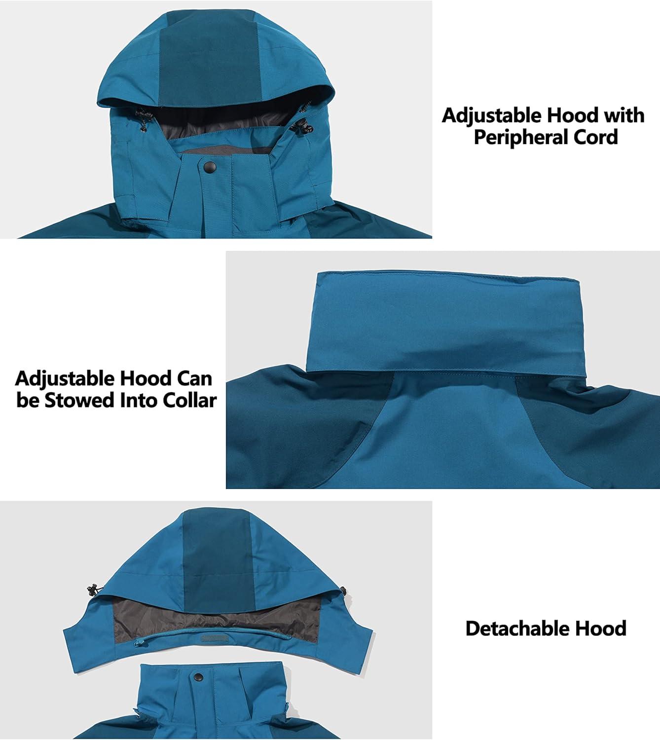 imageLittle Donkey Andy Mens Waterproof Rain Jacket Outdoor Lightweight Hooded Raincoat for Hiking Golf Travel FishingB3mosaic BlueDeep Blue