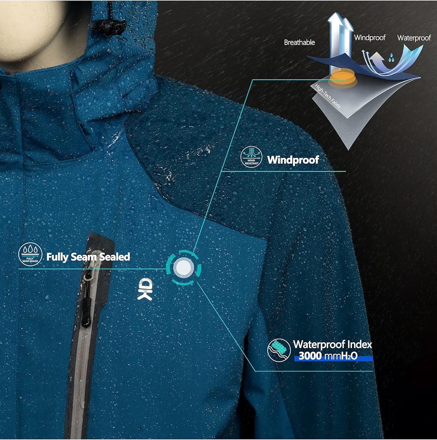 imageLittle Donkey Andy Mens Waterproof Rain Jacket Outdoor Lightweight Hooded Raincoat for Hiking Golf Travel FishingB3mosaic BlueDeep Blue