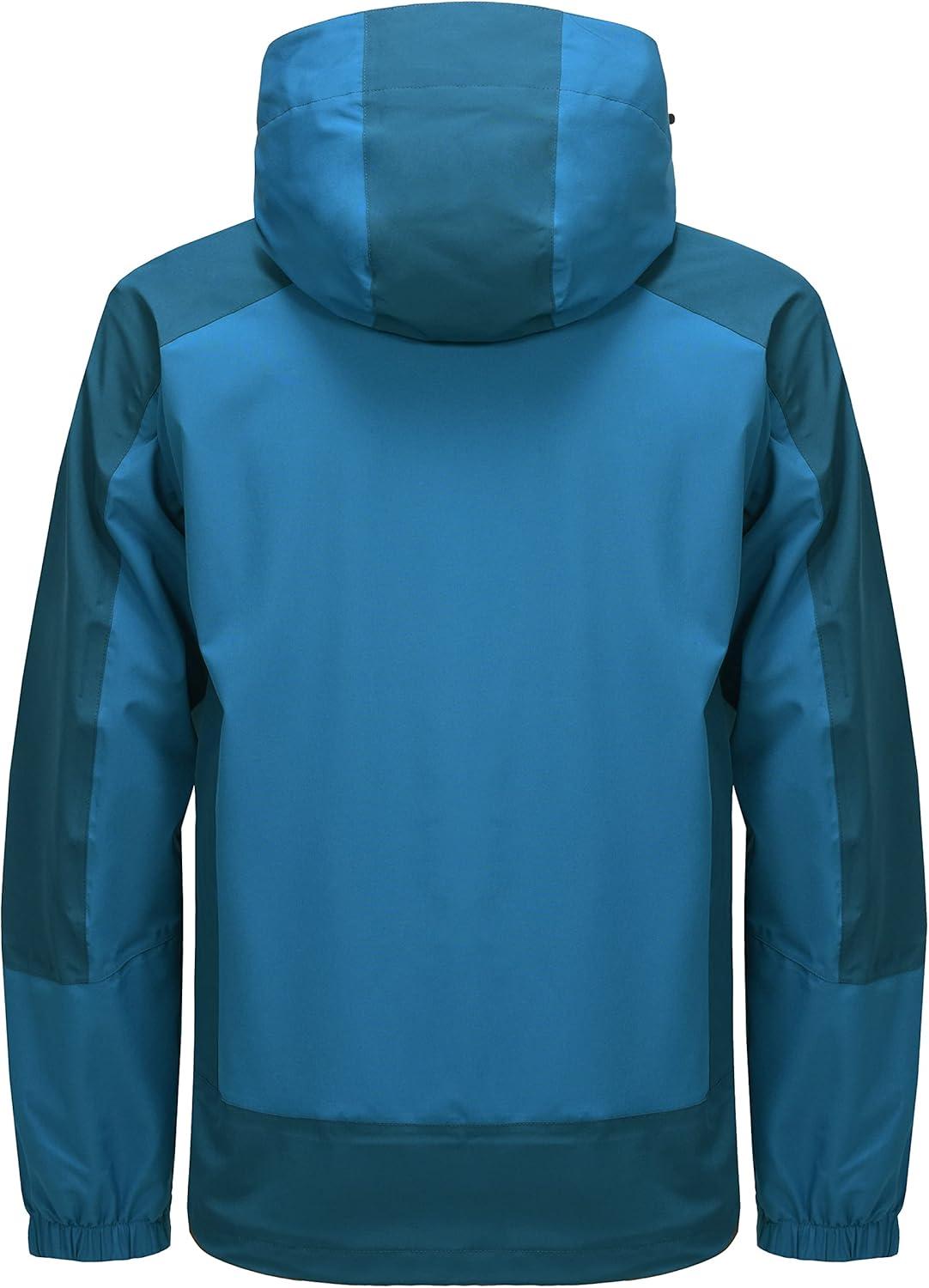 imageLittle Donkey Andy Mens Waterproof Rain Jacket Outdoor Lightweight Hooded Raincoat for Hiking Golf Travel FishingB3mosaic BlueDeep Blue