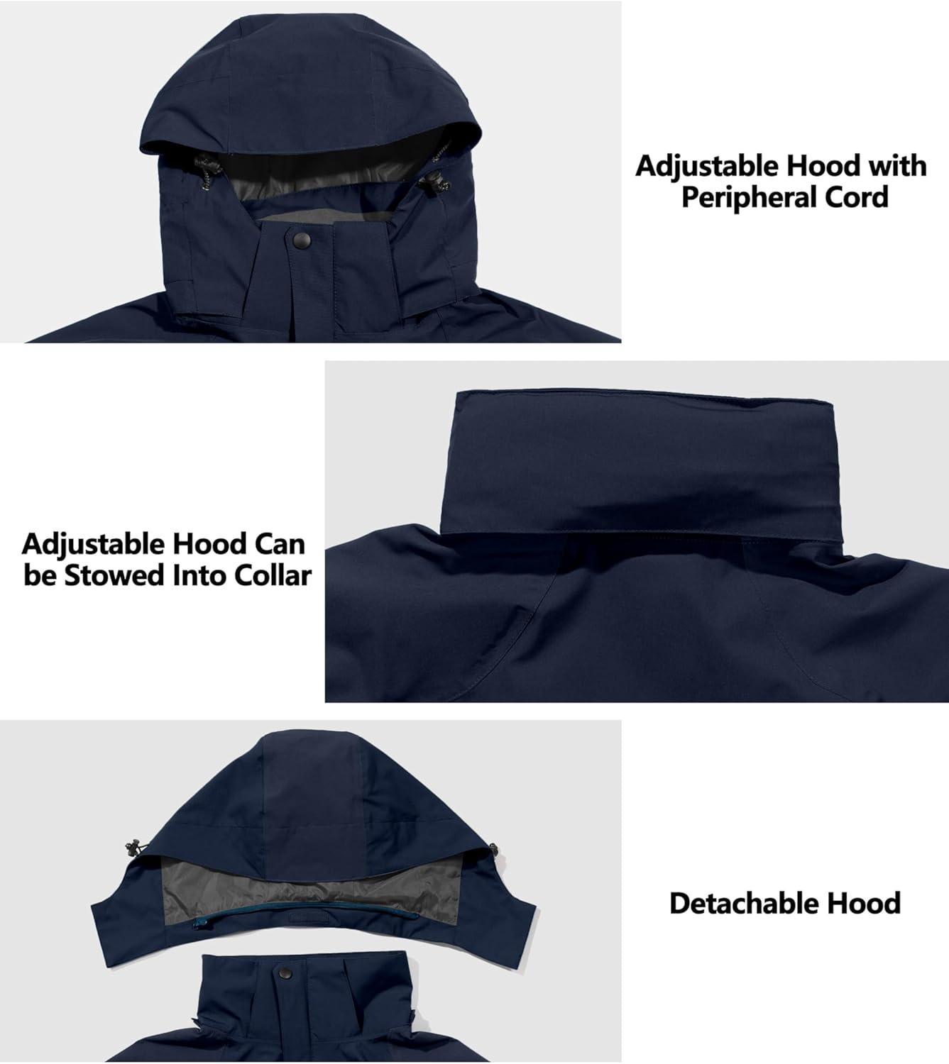 imageLittle Donkey Andy Mens Waterproof Rain Jacket Outdoor Lightweight Hooded Raincoat for Hiking Golf Travel FishingC1deep BlueDeep Blue