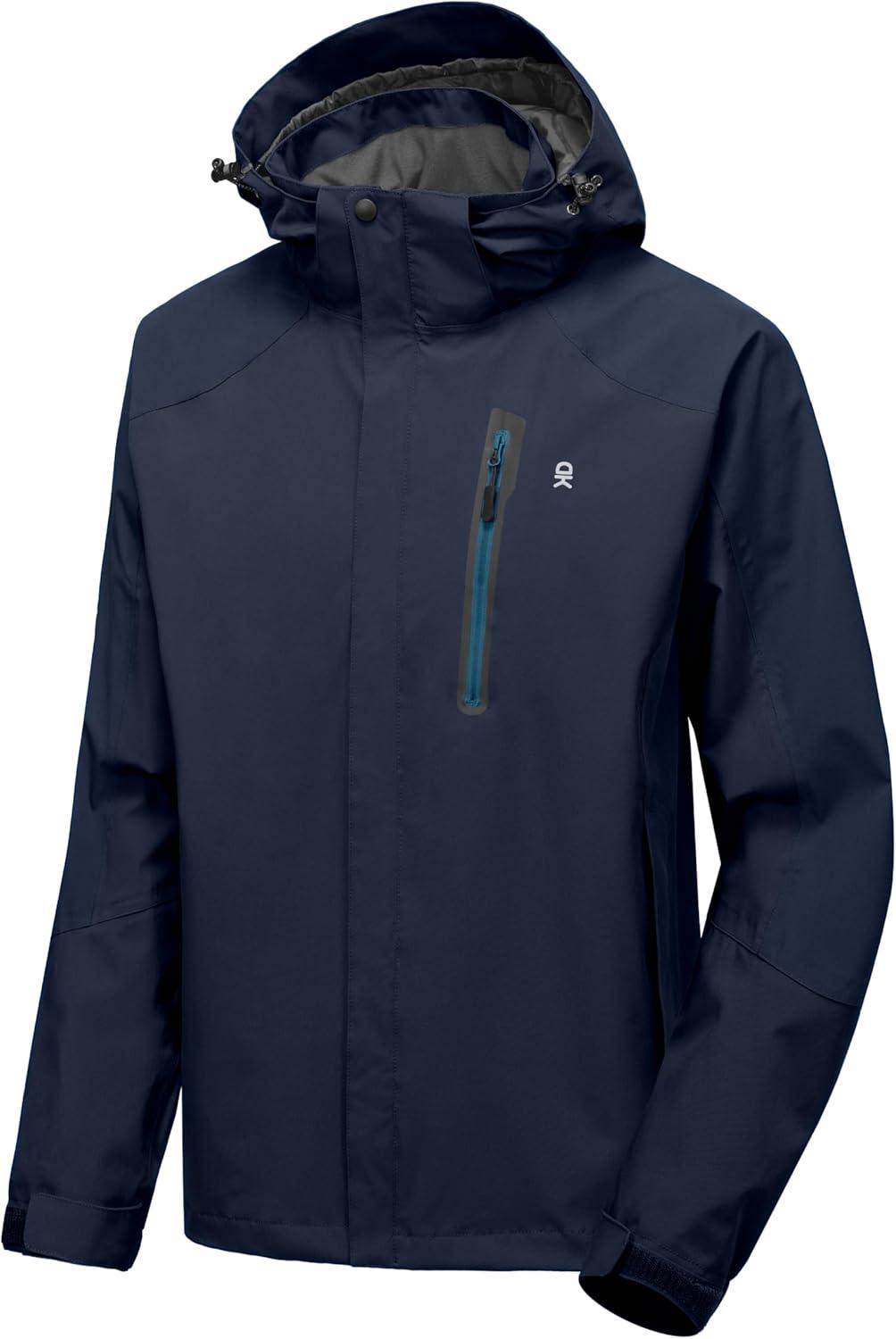 imageLittle Donkey Andy Mens Waterproof Rain Jacket Outdoor Lightweight Hooded Raincoat for Hiking Golf Travel FishingC1deep BlueDeep Blue
