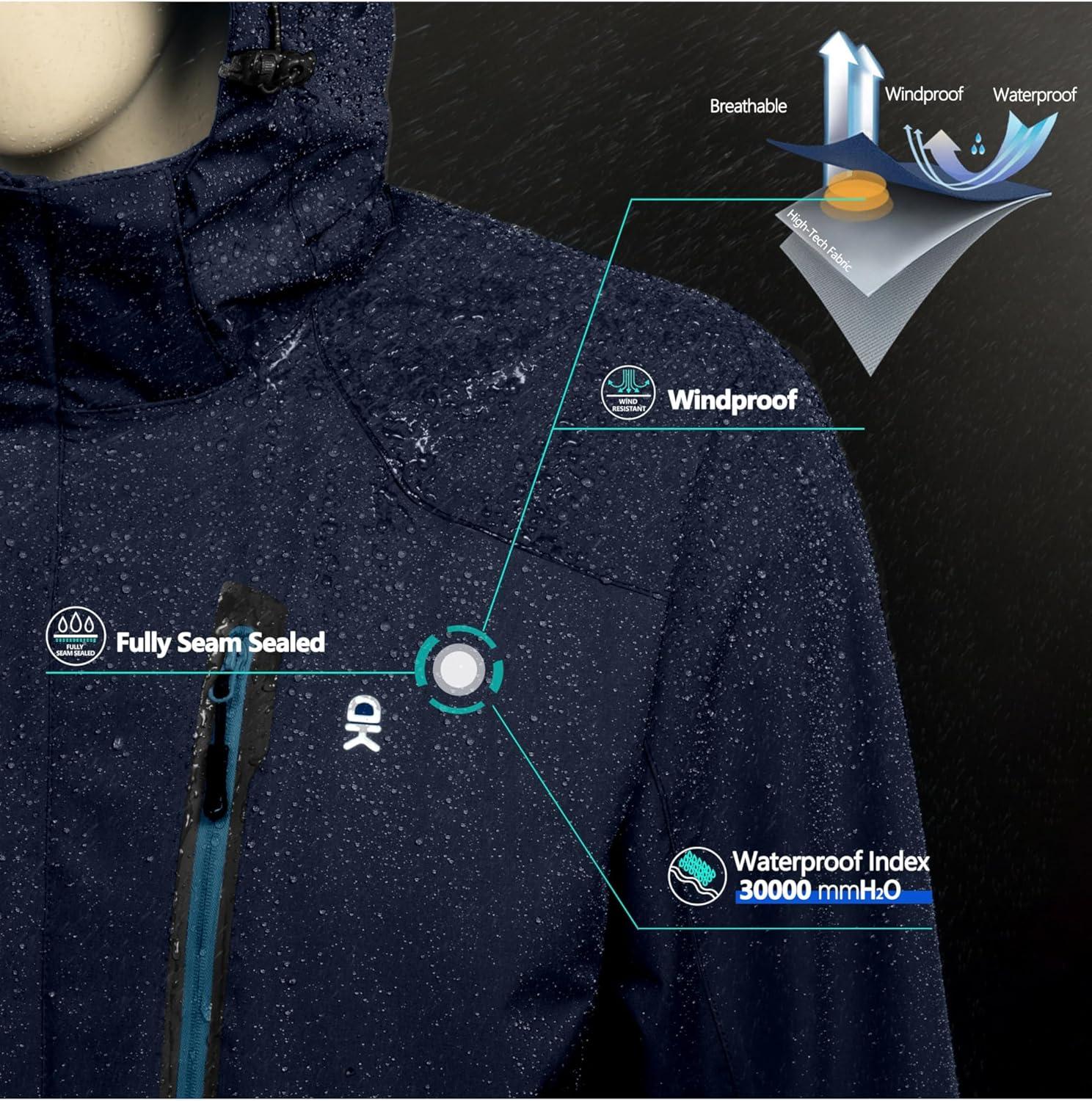 imageLittle Donkey Andy Mens Waterproof Rain Jacket Outdoor Lightweight Hooded Raincoat for Hiking Golf Travel FishingC1deep BlueDeep Blue