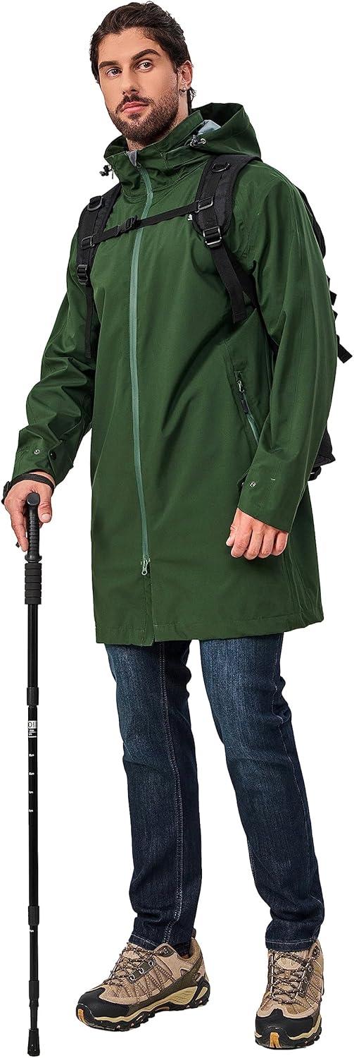 imageLittle Donkey Andy Mens Waterproof Rain Jacket Outdoor Lightweight Mountain Windbreaker Long Coat for Hiking Golf TravelArmy Green