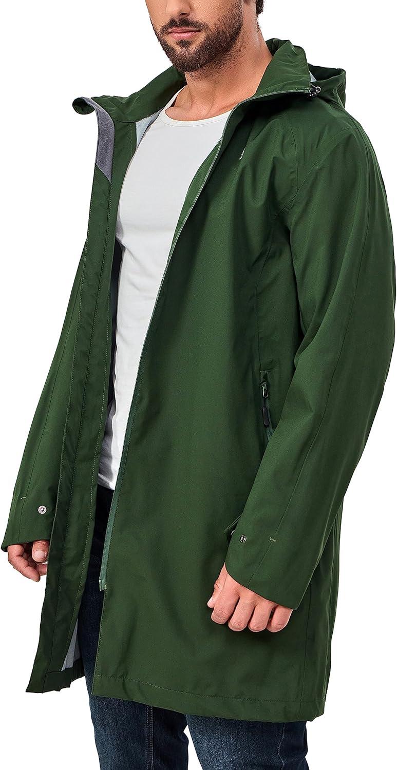 imageLittle Donkey Andy Mens Waterproof Rain Jacket Outdoor Lightweight Mountain Windbreaker Long Coat for Hiking Golf TravelArmy Green
