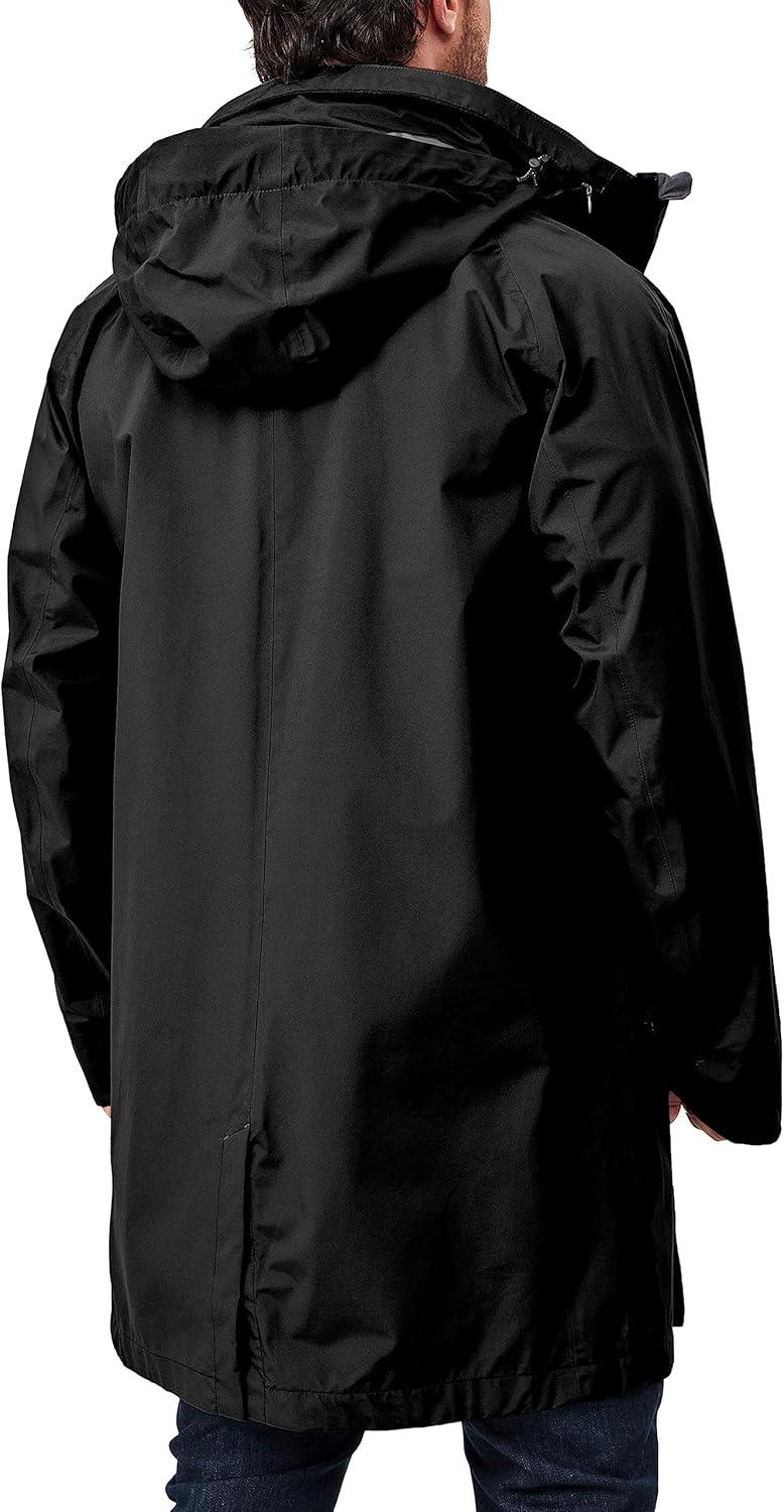 imageLittle Donkey Andy Mens Waterproof Rain Jacket Outdoor Lightweight Mountain Windbreaker Long Coat for Hiking Golf TravelBlack