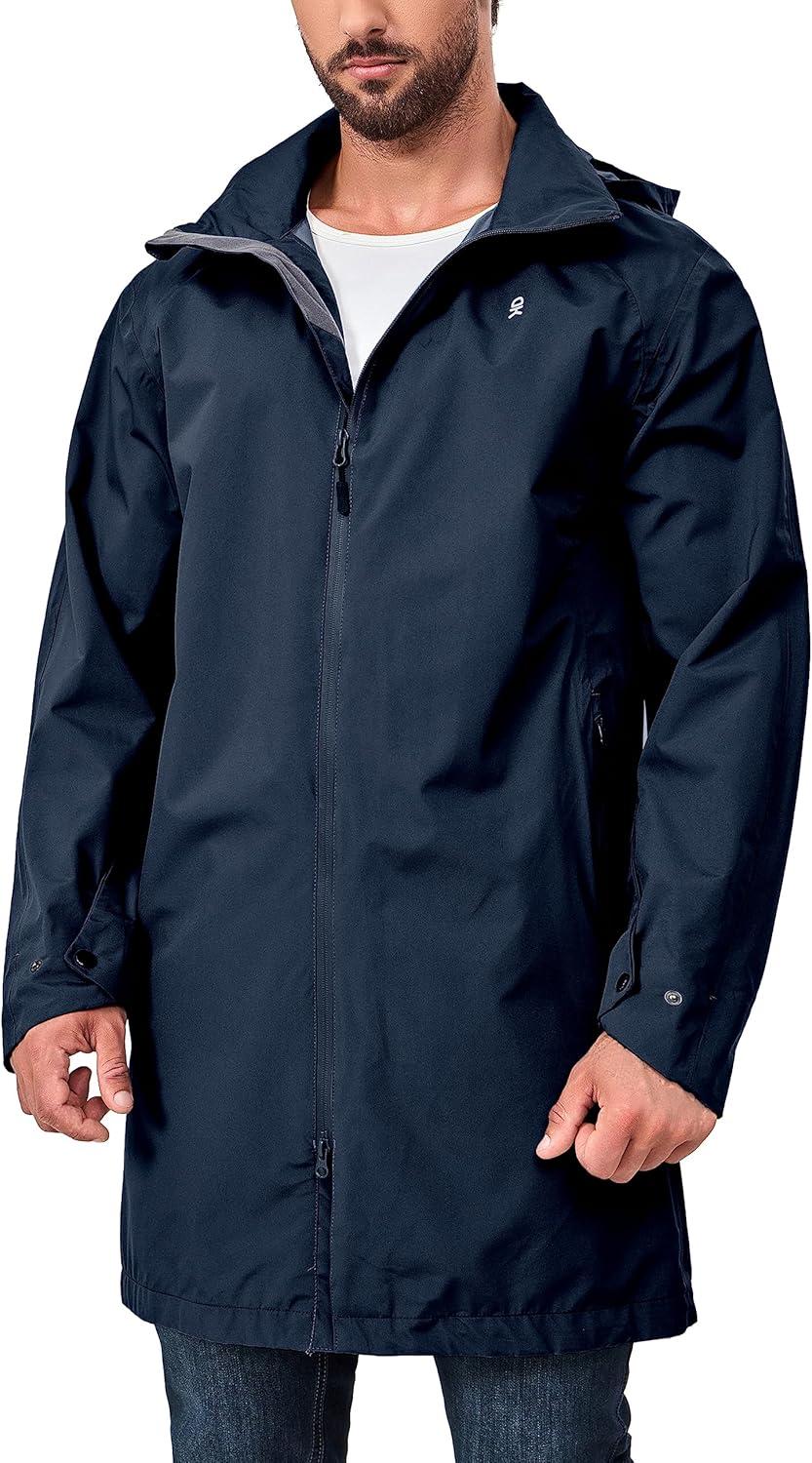 imageLittle Donkey Andy Mens Waterproof Rain Jacket Outdoor Lightweight Mountain Windbreaker Long Coat for Hiking Golf TravelDark Blue