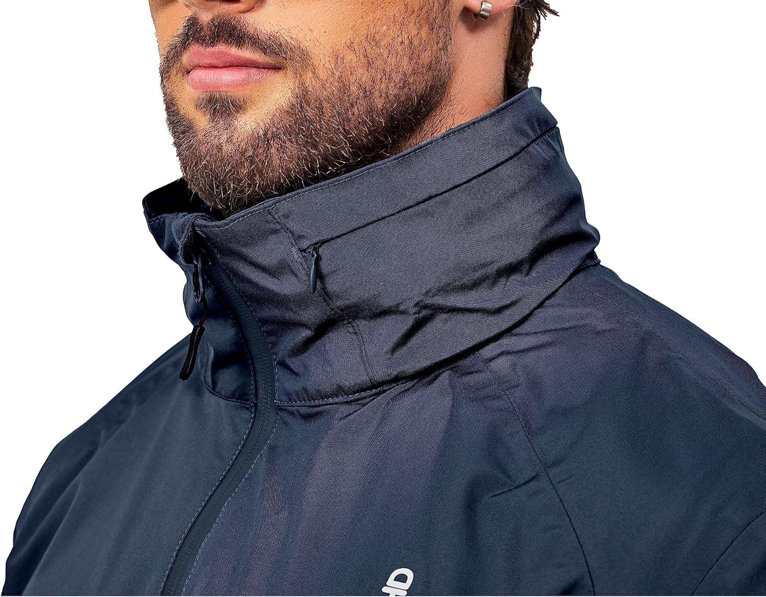 imageLittle Donkey Andy Mens Waterproof Rain Jacket Outdoor Lightweight Mountain Windbreaker Long Coat for Hiking Golf TravelDark Blue