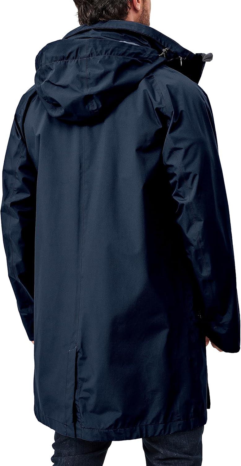 imageLittle Donkey Andy Mens Waterproof Rain Jacket Outdoor Lightweight Mountain Windbreaker Long Coat for Hiking Golf TravelDark Blue