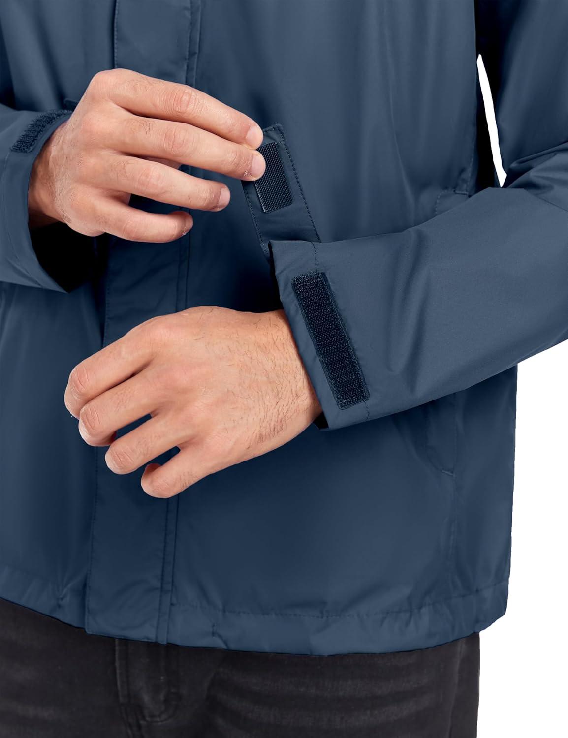 imageLittle Donkey Andy Mens Waterproof Rain Jacket Outdoor Lightweight Rain Shell Coat for HikingGolfTravelA12black Blue
