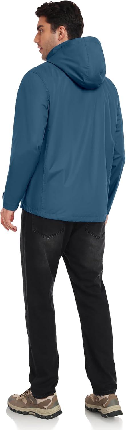 imageLittle Donkey Andy Mens Waterproof Rain Jacket Outdoor Lightweight Rain Shell Coat for HikingGolfTravelA12black Blue