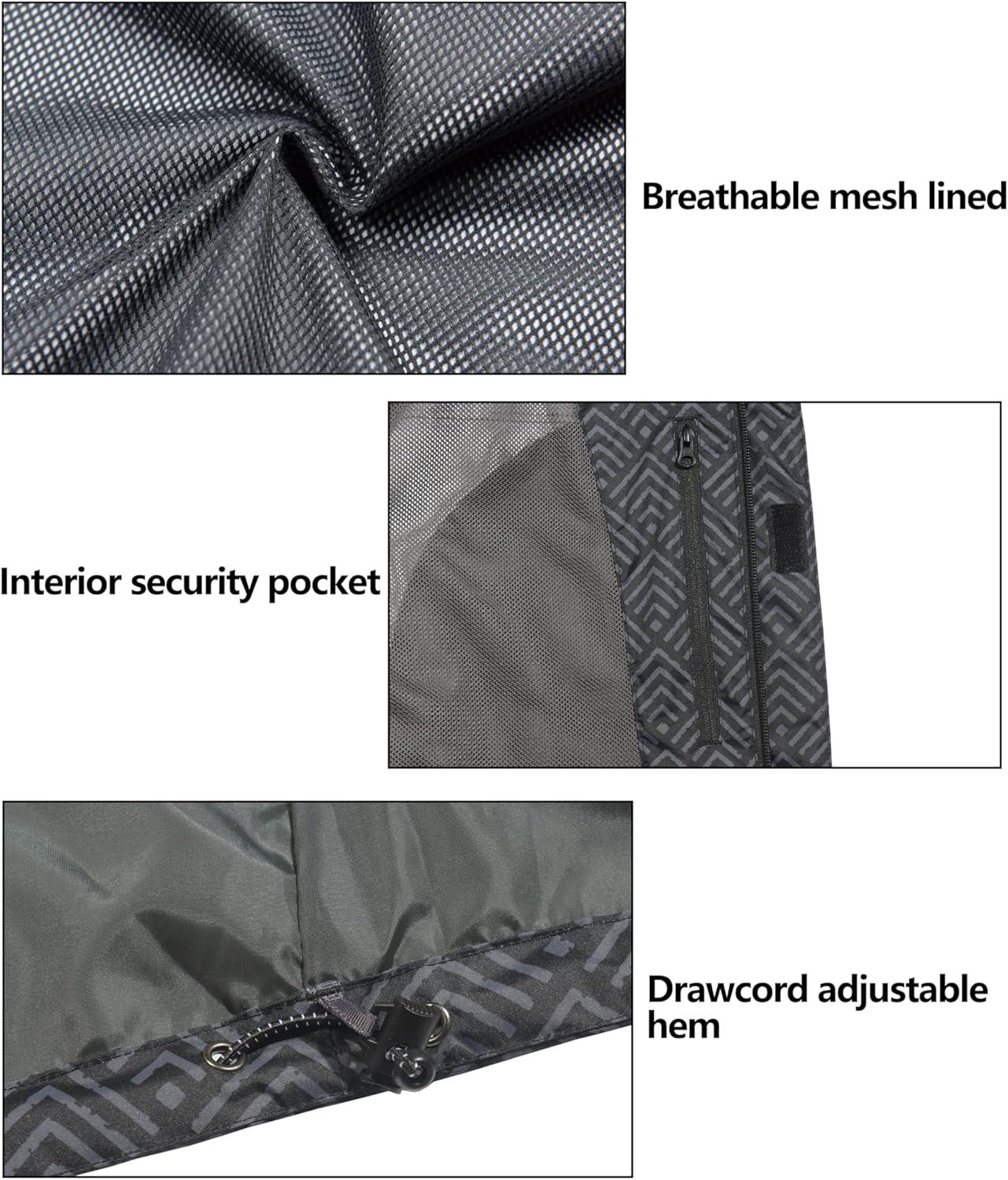 imageLittle Donkey Andy Mens Waterproof Rain Jacket Outdoor Lightweight Rain Shell Coat for HikingGolfTravelA21greyBlack