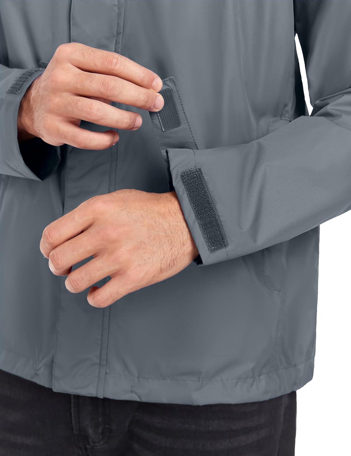 imageLittle Donkey Andy Mens Waterproof Rain Jacket Outdoor Lightweight Rain Shell Coat for HikingGolfTravelA3gray