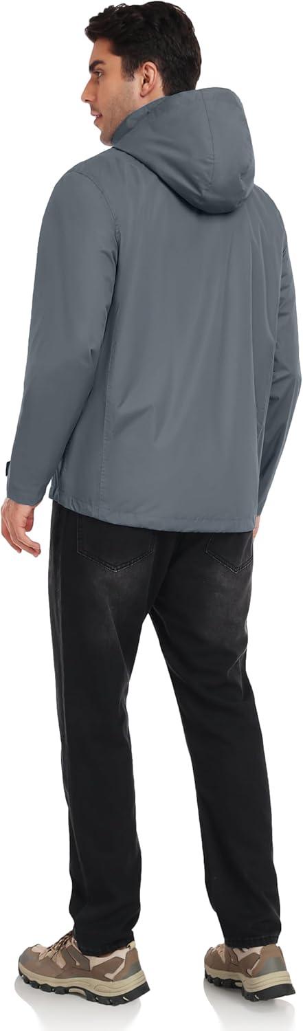 imageLittle Donkey Andy Mens Waterproof Rain Jacket Outdoor Lightweight Rain Shell Coat for HikingGolfTravelA3gray