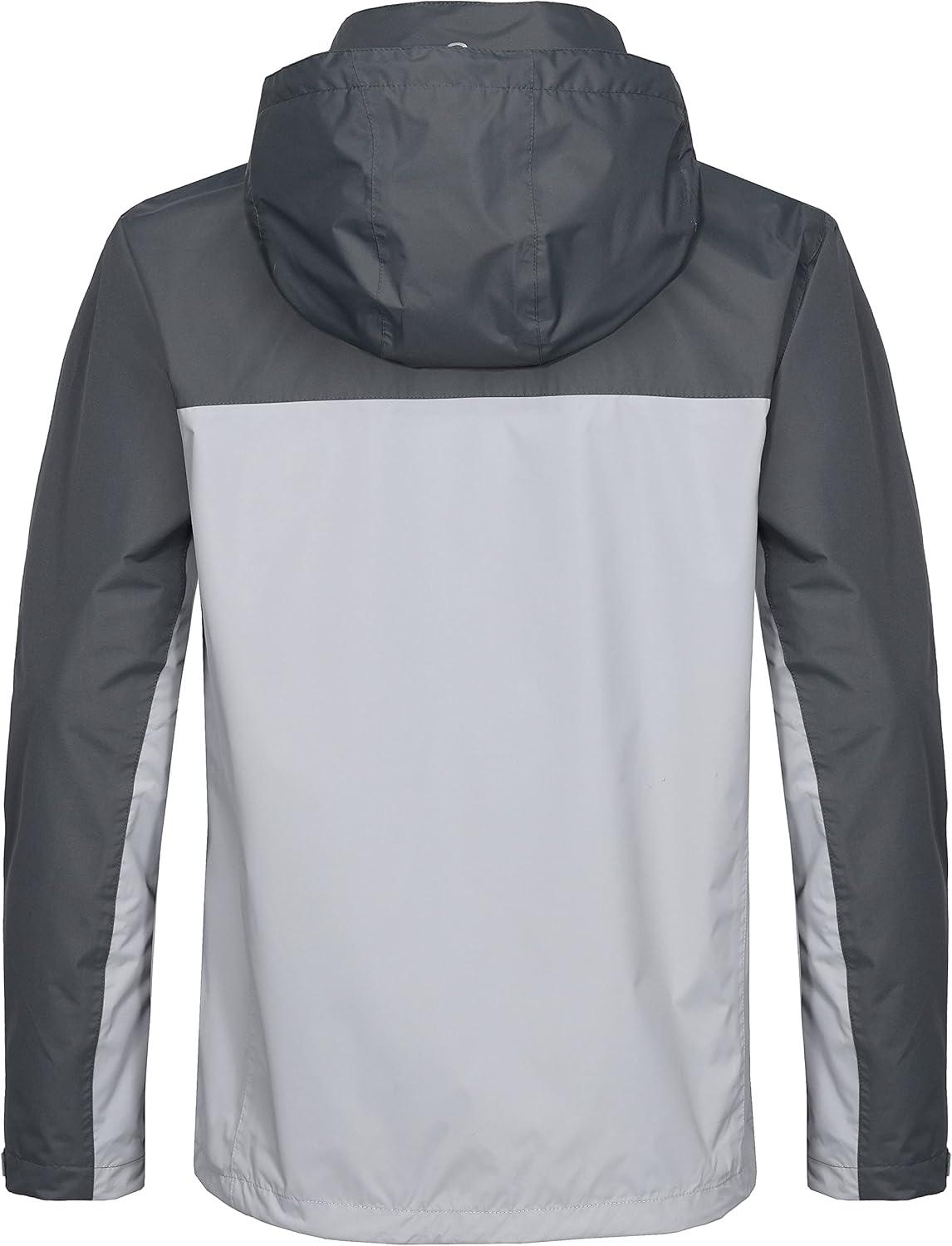 imageLittle Donkey Andy Mens Waterproof Rain Jacket Outdoor Lightweight Rain Shell Coat for HikingGolfTravelB1steel GrayLight Gray